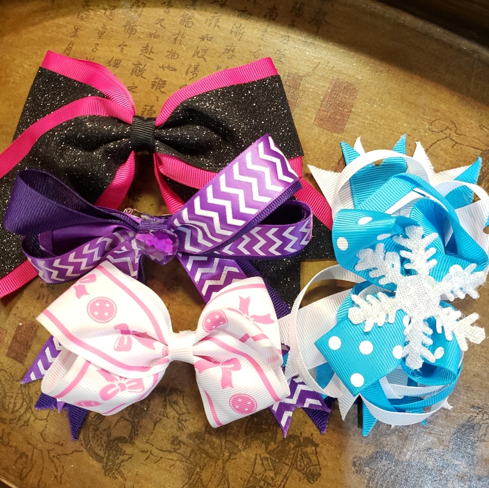 5 Large Girl's Hairbows Frozen Winter Outfit Set